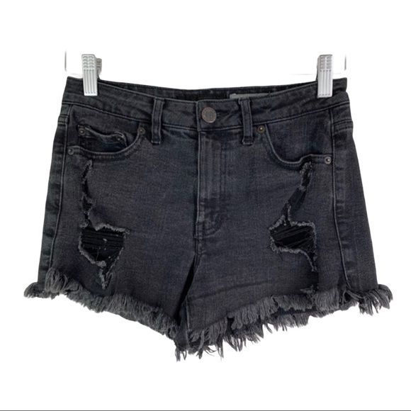AEROPOSTALE High Waisted Shorty Black Denim Shorts - Picture 1 of 12
